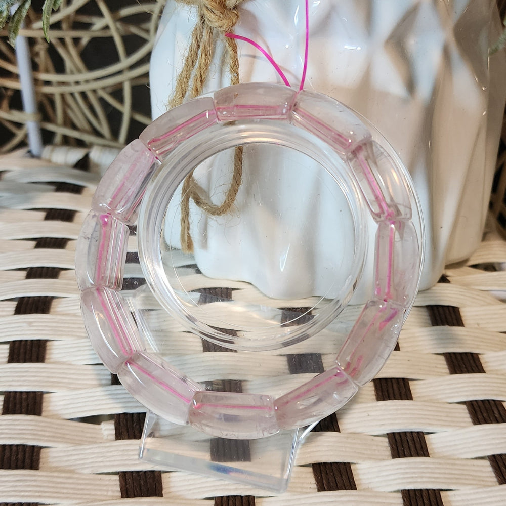 Natural Square Starlight Rose Quartz Braceletl天然方形星光粉晶手链|Love · 爱 · Cinta|Healing·能量·Penyembuh|Gelang Rose Quartz Petak