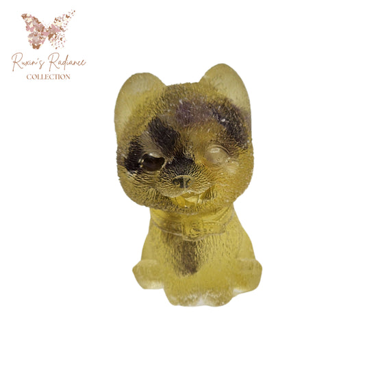 Ruxin's Radiance: Crystal Pomeranian – Stone Resin Deco 博美犬水晶滴胶萌宠 Anjing Pomeranian Kristal – Batu Resin