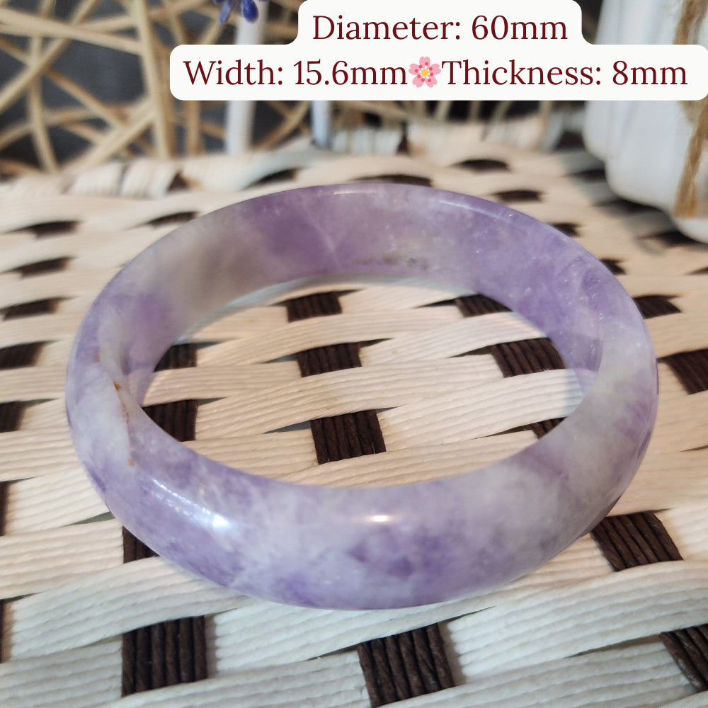 Lavender Amethyst Bangle – 60mm Natural Untreated Starry Gemstone | 天然星光薰衣紫水晶手镯 | Gelang Ametis Lavender Asli
