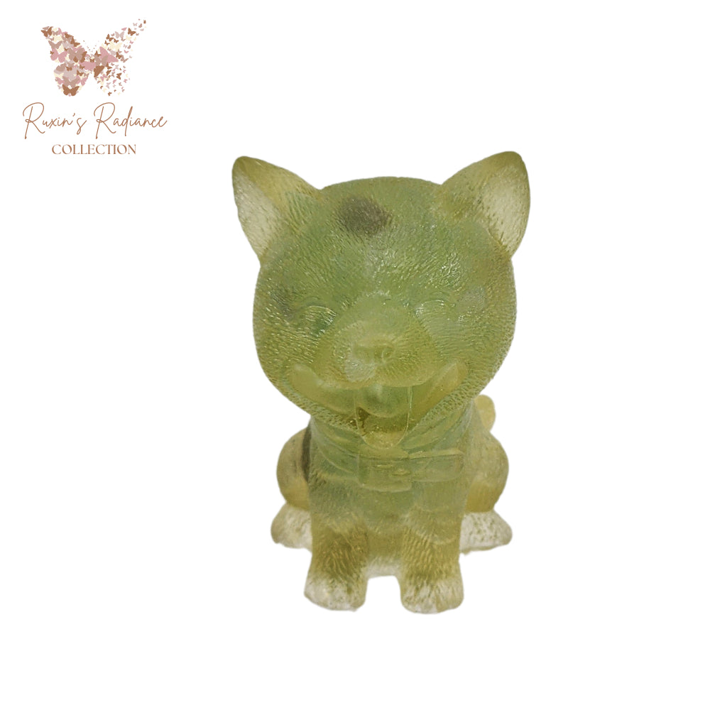 Ruxin's Radiance: Green Tone Crystal Shiba Inu – Stone Resin 绿晶柴犬：碎石胶宠 Anjing Shiba Inu Kristal Warna Hijau – Batu Resin