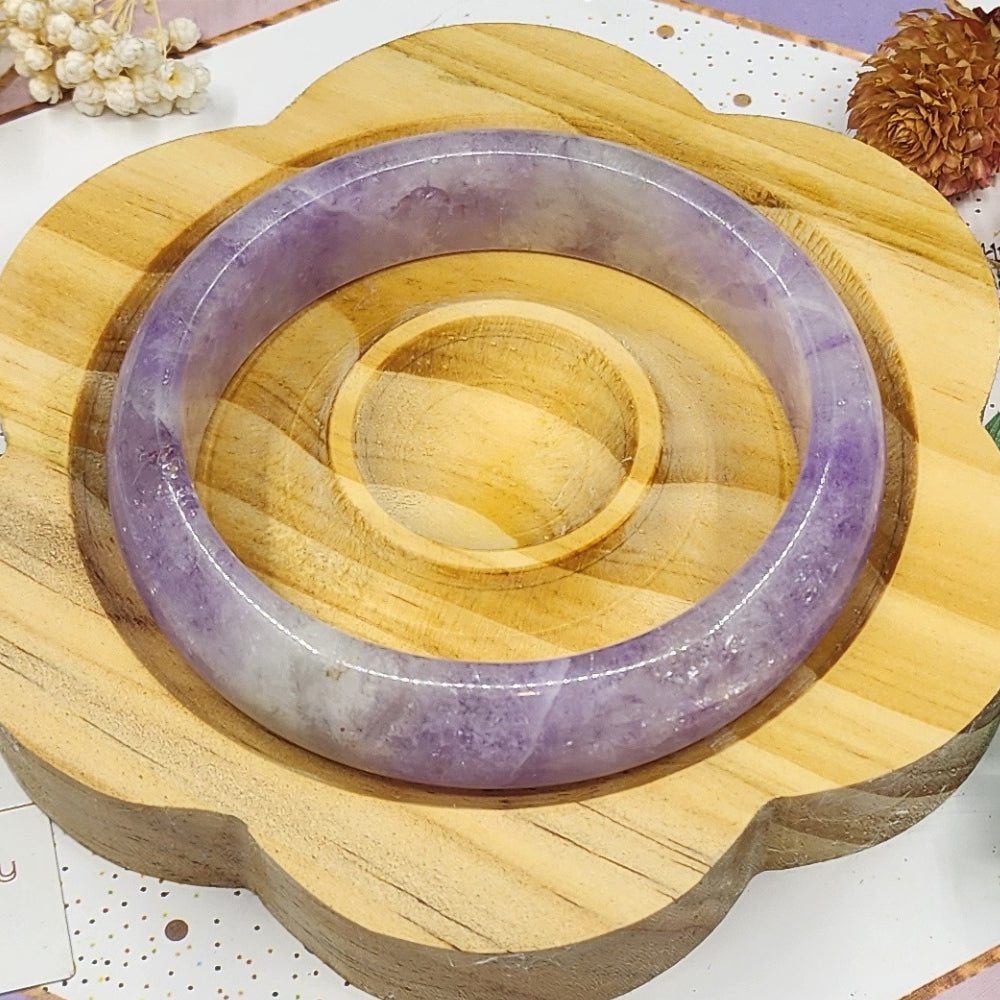 Lavender Amethyst Bangle – 60mm Natural Untreated Starry Gemstone | 天然星光薰衣紫水晶手镯 | Gelang Ametis Lavender Asli