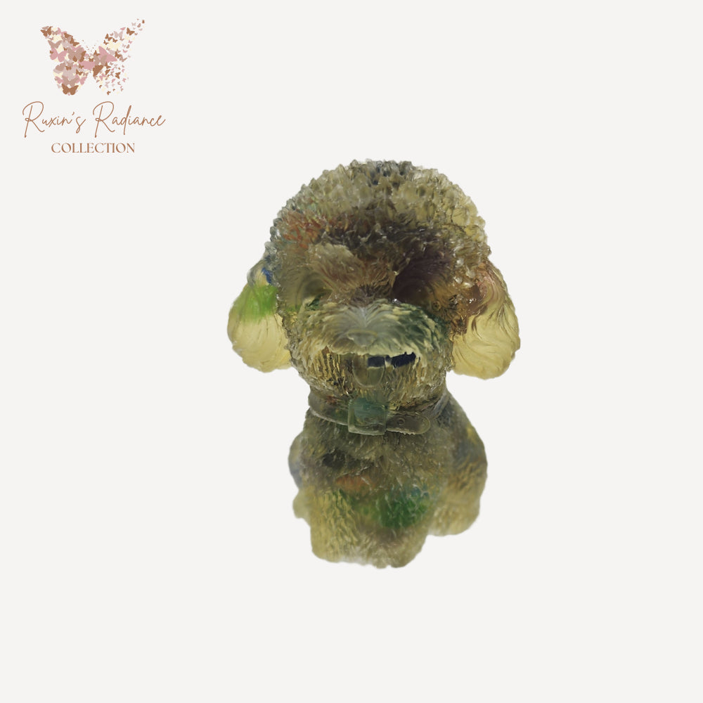 Ruxin's Radiance: Rainbow Crystal Teddy – Stone & Resin Charm 多色晶泰迪：碎石滴胶萌宠 Anjing Teddy Kristal Pelbagai – Batu & Resin