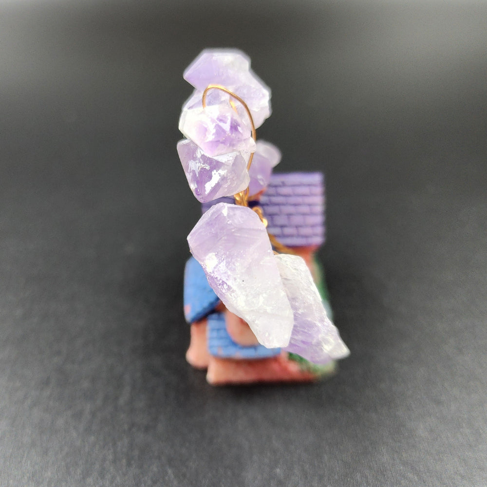 Amethyst Crystal Tree House Decor~Purple/Blue Roof紫水晶树屋装饰~紫色/蓝色屋顶Deko Rumah Pokok Kristal Amethyst~Bumbung Ungu/Biru