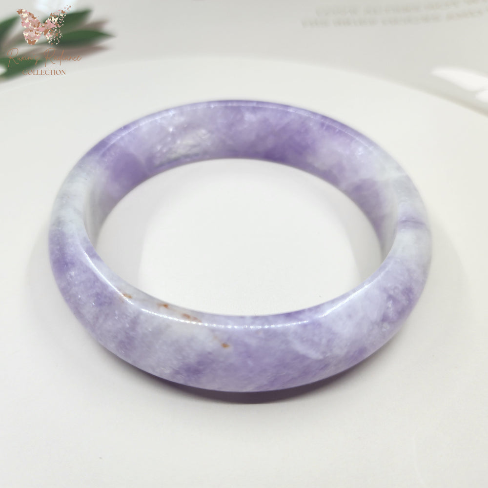 Lavender Amethyst Bangle – 60mm Natural Untreated Starry Gemstone | 天然星光薰衣紫水晶手镯 | Gelang Ametis Lavender Asli