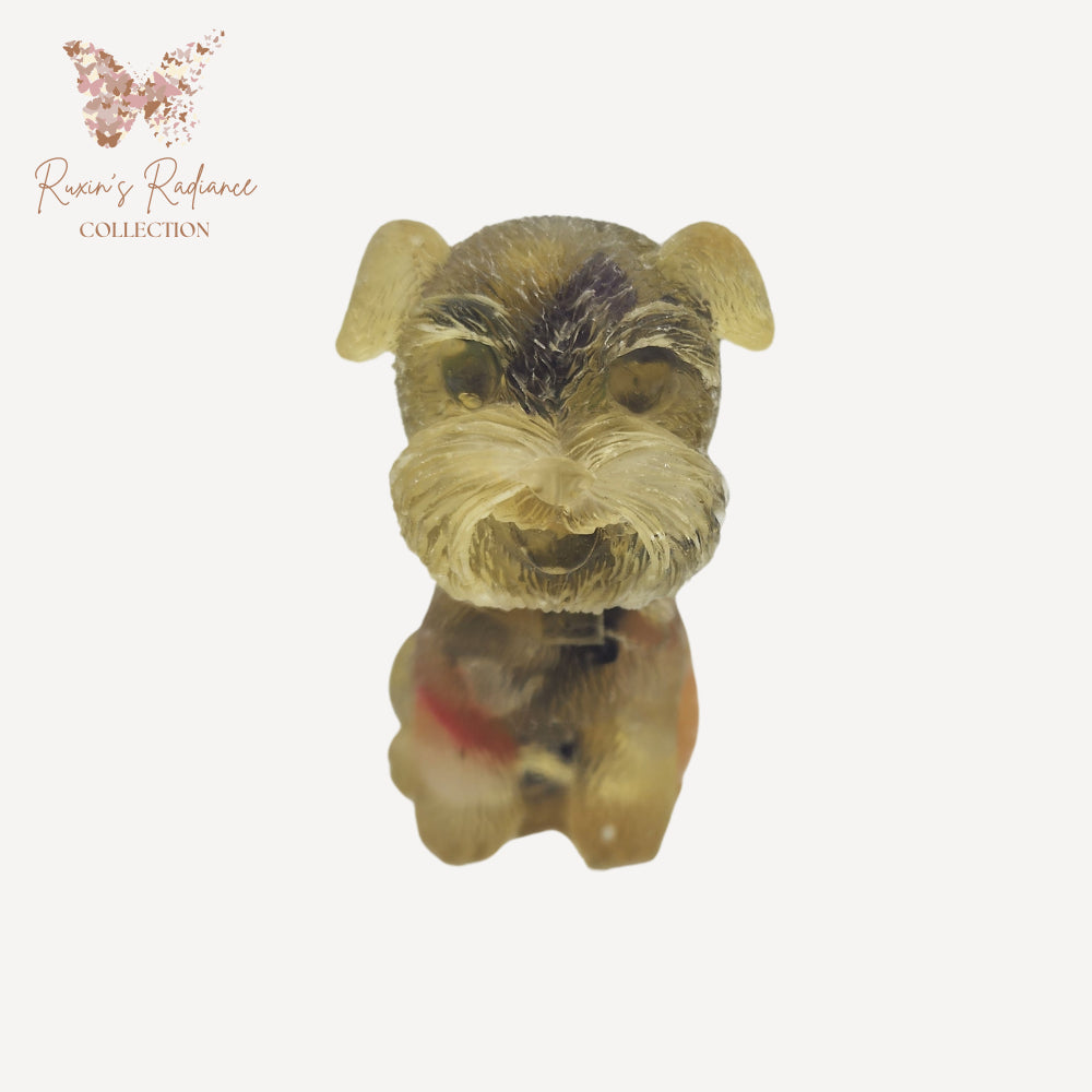 Ruxin'sRadiance: Grape Green Crystal Schnauzer Stone Resin 葡萄绿晶雪纳瑞：碎石胶宠 Anjing Schnauzer Kristal Hijau Anggur Batu Resin