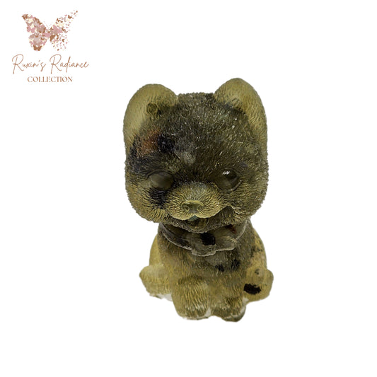 Ruxin'sRadiance: Dark Green Crystal Pomeranian Stone Resin 墨绿晶博美犬：碎石胶宠 Anjing Pomeranian Kristal Hijau Gelap Batu Resin