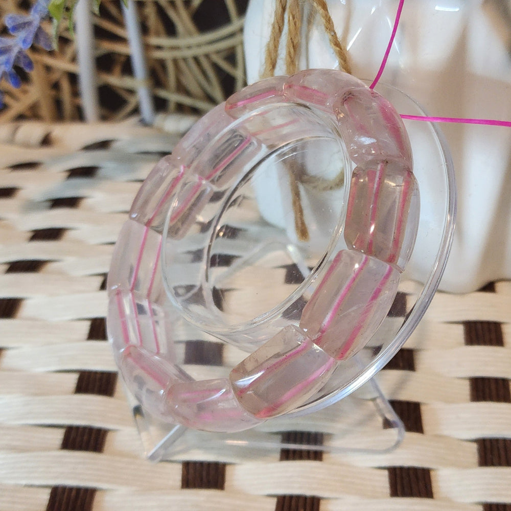 Natural Square Starlight Rose Quartz Braceletl天然方形星光粉晶手链|Love · 爱 · Cinta|Healing·能量·Penyembuh|Gelang Rose Quartz Petak