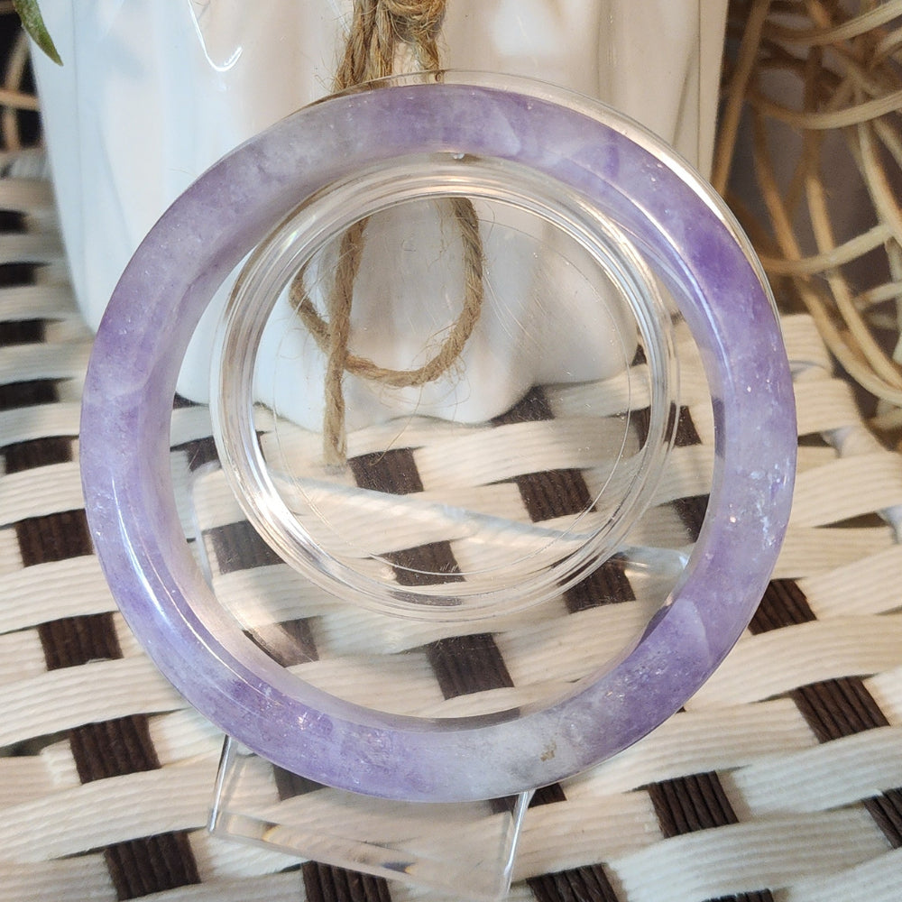 Lavender Amethyst Bangle – 60mm Natural Untreated Starry Gemstone | 天然星光薰衣紫水晶手镯 | Gelang Ametis Lavender Asli