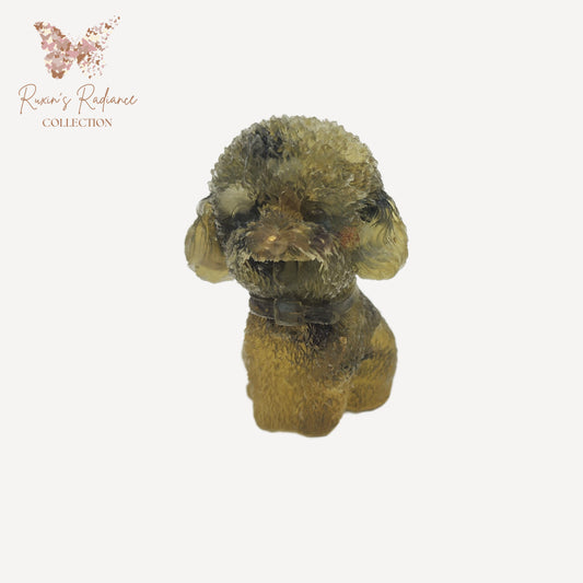 Ruxin's Radiance: Grape Green Crystal Teddy – Stone & Resin Charm 绿晶爪泰迪:碎石滴胶萌宠 Anjing Kristal Hijau Anggur –Batu & Resin
