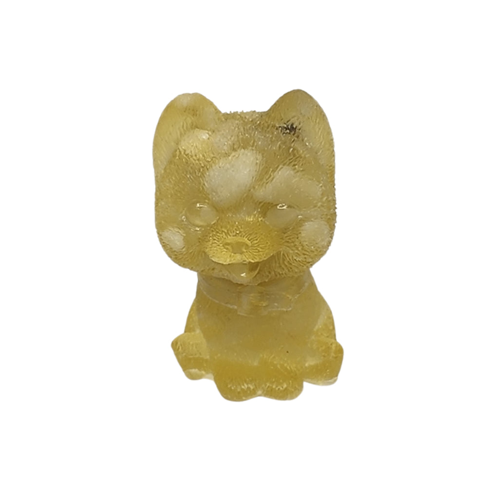 Ruxin'sRadiance: Green-White Speckle Crystal Pomeranian – Resin 绿白晶博美犬：胶宠 Anjing Pomeranian Kristal Hijau Putih Bintik
