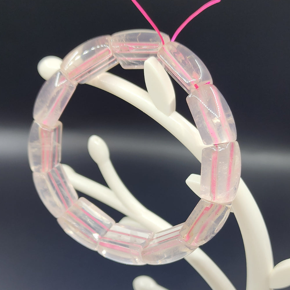 Natural Square Starlight Rose Quartz Braceletl天然方形星光粉晶手链|Love · 爱 · Cinta|Healing·能量·Penyembuh|Gelang Rose Quartz Petak
