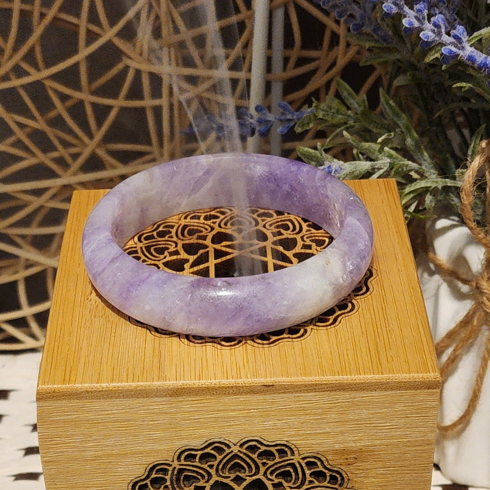 Lavender Amethyst Bangle – 60mm Natural Untreated Starry Gemstone | 天然星光薰衣紫水晶手镯 | Gelang Ametis Lavender Asli