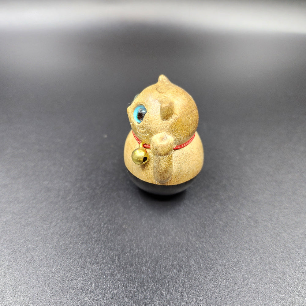 Ebony Wood Tumbler Lucky Cat 黑檀木不倒翁招财猫 Kucing Bertuah Tumbler Kayu Ebony