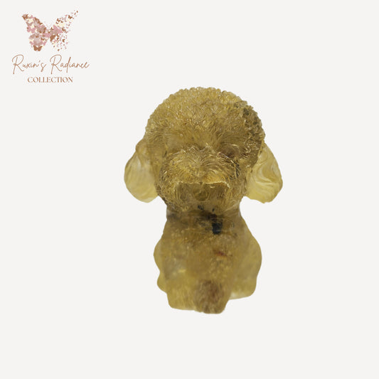 Ruxin's Radiance: Grape Green Crystal Teddy Stone & Resin Charm 葡萄绿晶泰迪：碎石滴胶萌宠 Anjing Kristal Hijau Anggur Serpihan Batu
