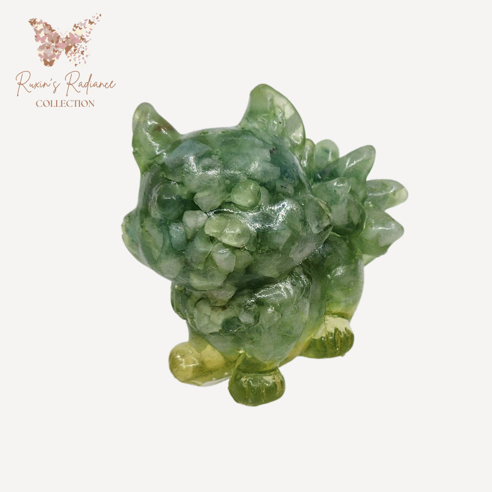Ruxin's Radiance: Mini Crystal 9-Tailed Fox – Resin 九尾狐：碎石胶宠 Musang 9 Ekor Kristal Pelbagai Warna – Resin