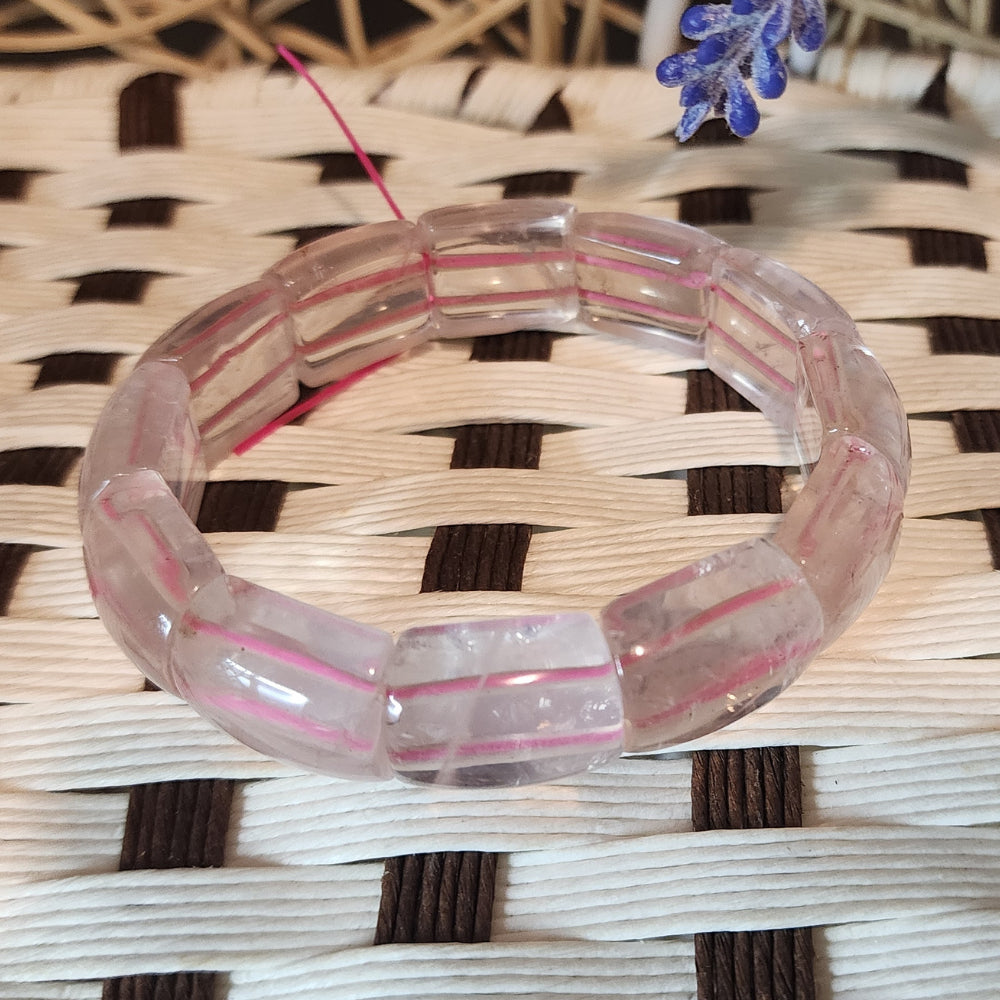 Natural Square Starlight Rose Quartz Braceletl天然方形星光粉晶手链|Love · 爱 · Cinta|Healing·能量·Penyembuh|Gelang Rose Quartz Petak