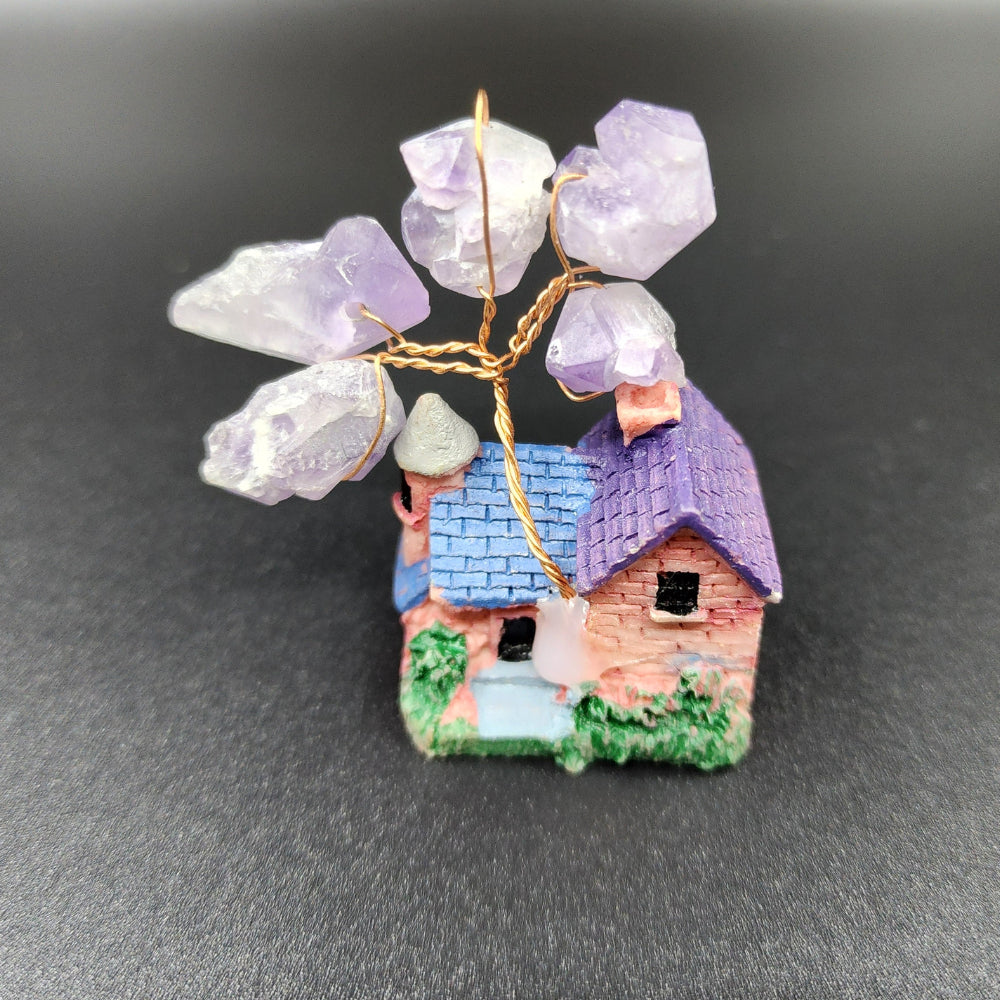 Amethyst Crystal Tree House Decor~Purple/Blue Roof紫水晶树屋装饰~紫色/蓝色屋顶Deko Rumah Pokok Kristal Amethyst~Bumbung Ungu/Biru