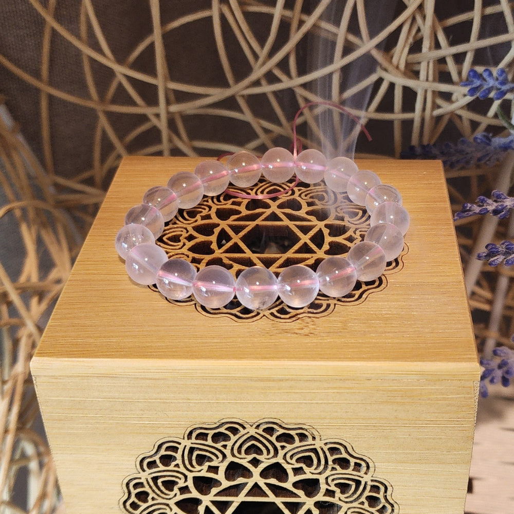 Starlight Rose Quartz Bracelet 天然星光粉晶手串 Gelang Kristal Rose Quartz Bercahaya | Love · 爱 · Cinta | Healing 能量 · Penyembuh