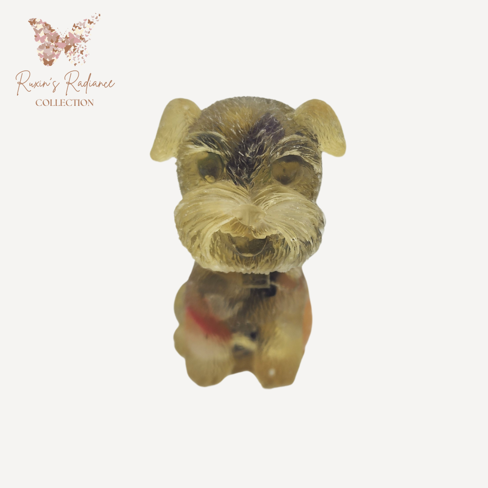 Ruxin'sRadiance: Grape Green Crystal Schnauzer Stone Resin 葡萄绿晶雪纳瑞：碎石胶宠 Anjing Schnauzer Kristal Hijau Anggur Batu Resin
